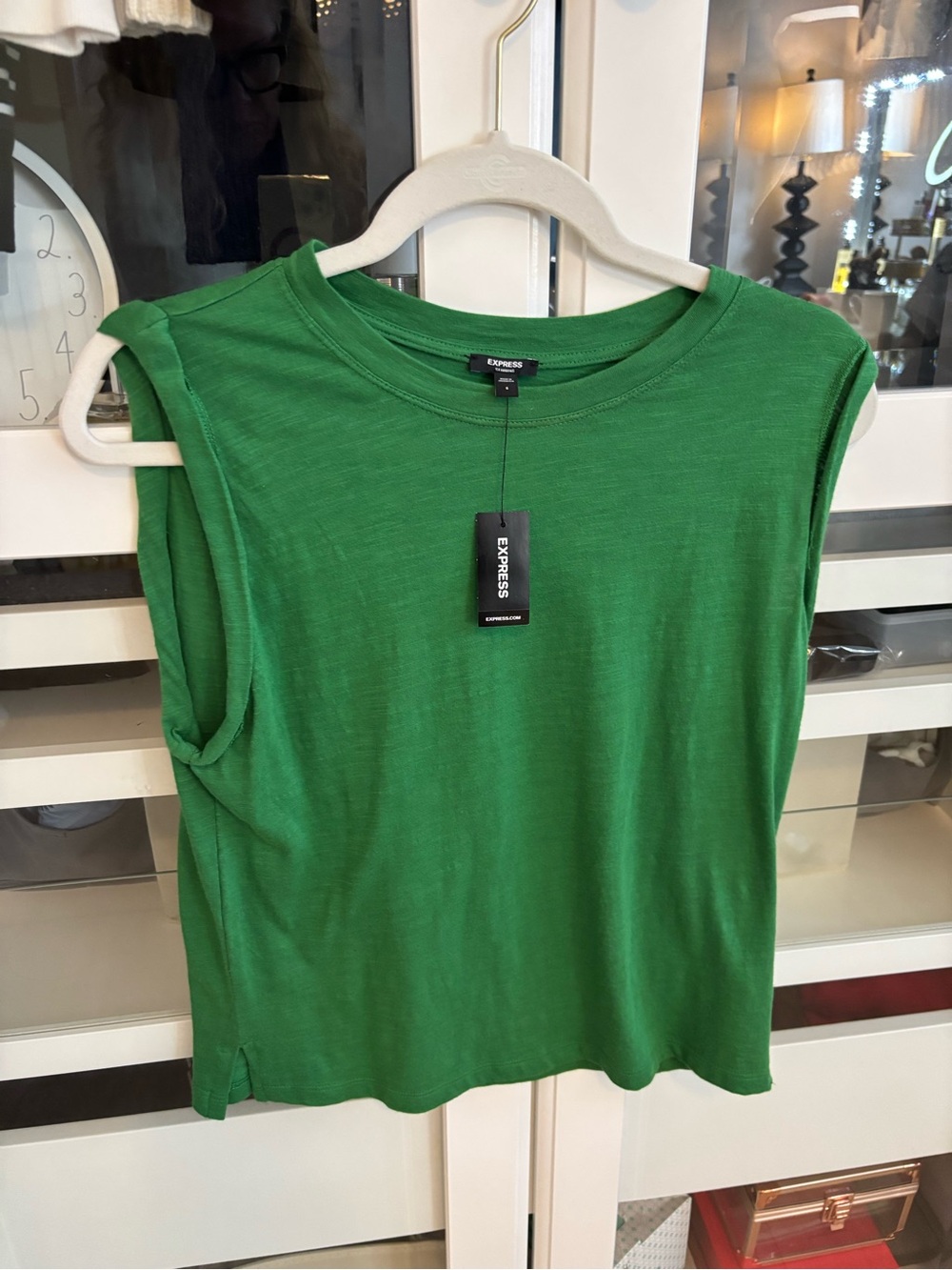 Express Women's Bright Green Sleeveless Muscle Tank